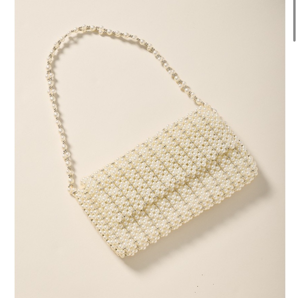 Francesca's Suzy Pearl Beaded Shoulder Bag NWT